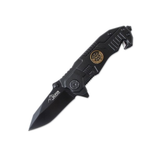 ALPIN Σουγιάς Tactical D2 (5.7cm) με κόφτη και θραύστη βολφραμίου- μαύρο