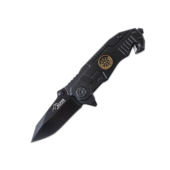 ALPIN Σουγιάς Tactical D2 (5.7cm) με κόφτη και θραύστη βολφραμίου- μαύρο