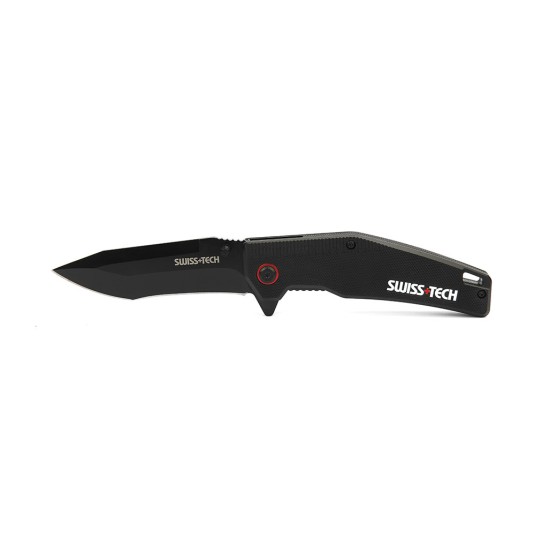 SWISS+TECH G10 Folding Knife Black Titanium