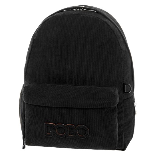 Τσάντα πλάτης Polo Roy κοτλέ - μαύρο