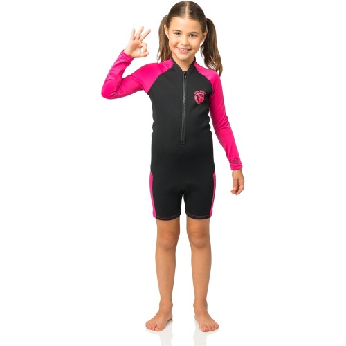 Παιδική στολή κολύμβησης Cressi Little Shark Shorty μακρύ μανίκι μαύρο/ρόζ