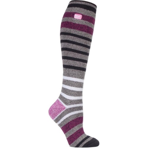 Γυναικείες κάλτσες HEAT HOLDERS Jacquard Long Lite - Grey/Black Stripe
