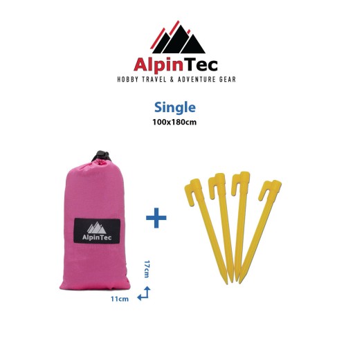 Προστατευτική ψάθα ALPINTEC Favour Single 100cm x 180cm - ανθρακίτης / ροζ