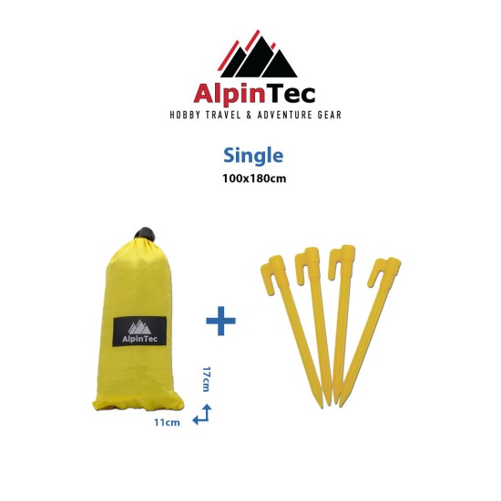 Προστατευτική ψάθα ALPINTEC Favour Single 100cm x 180cm - ανθρακίτης / κίτρινο