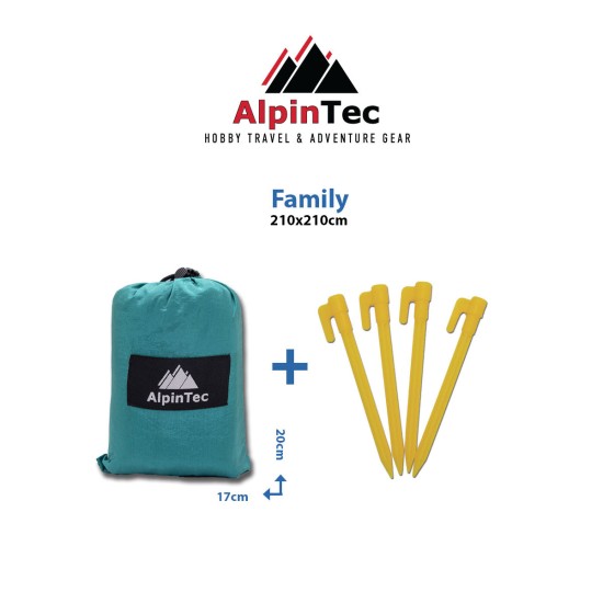 Προστατευτική ψάθα ALPINTEC Favour Family 210cm x 210cm - κίτρινο / σιέλ / κίτρινο