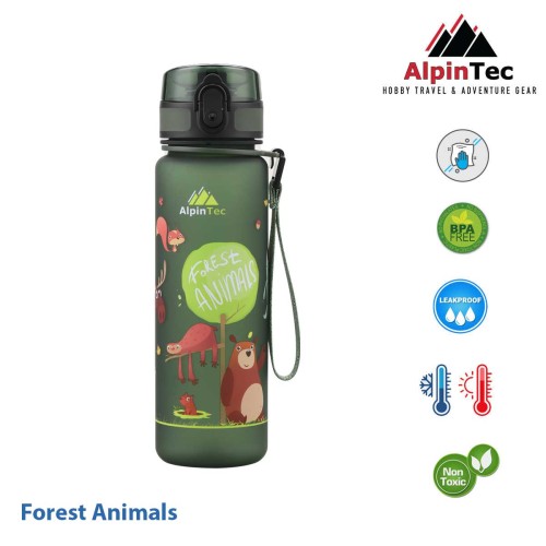 Παγούρι ALPINTEC Kids 500ml Ζώα του Δάσους - σκούρο πράσινο