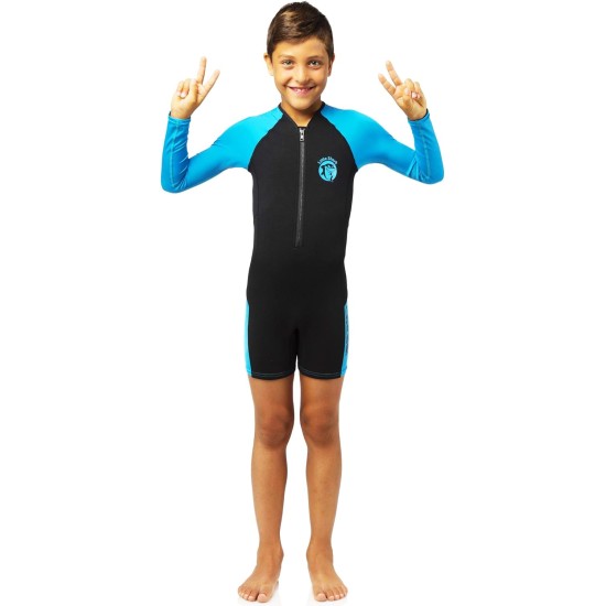 Παιδική στολή κολύμβησης Cressi Little Shark Shorty μακρύ μανίκι μαύρο/μπλε