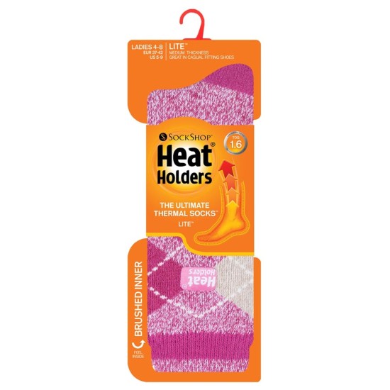 Γυναικείες ΚΑΛΤΣΕΣ HEAT HOLDERS Jacquard Lite Abbey - Raspbery / White Argyle