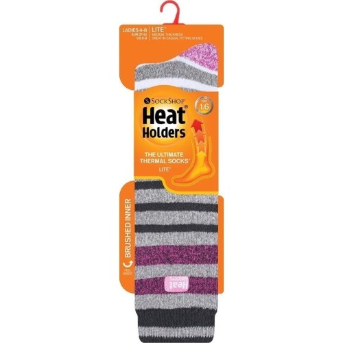 Γυναικείες κάλτσες HEAT HOLDERS Jacquard Long Lite - Grey/Black Stripe
