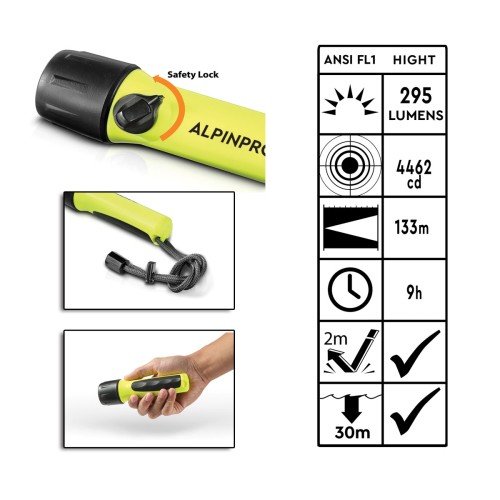 AlpinPro Φακός Κατάδυσης LED με Φωτεινότητα 240lm για Βάθος έως 30m