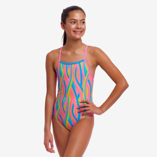 Παιδικό μαγιό Funkita Girl's Single Strap One Piece ''Swirly Straws''