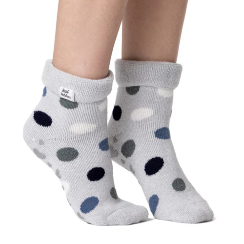 Γυναικείες Ισοθερμικές κάλτσες HEAT HOLDERS Lite Lyra Lounge Socks with Turnover Top - Silver Dots