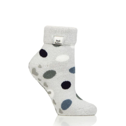 Γυναικείες Ισοθερμικές κάλτσες HEAT HOLDERS Lite Lyra Lounge Socks with Turnover Top - Silver Dots