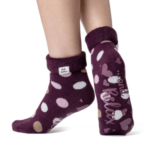 Γυναικείες Ισοθερμικές κάλτσες HEAT HOLDERS Lite Lyra Lounge Socks with Turnover Top - Cabernet Dots
