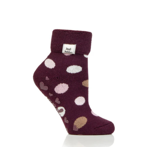 Γυναικείες Ισοθερμικές κάλτσες HEAT HOLDERS Lite Lyra Lounge Socks with Turnover Top - Cabernet Dots