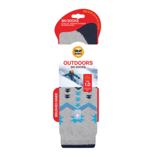 Ανδρικές κάλτσες HEAT HOLDERS Original Ultra Lite Long Ski & Snow Sports Socks - Grey Fairisle